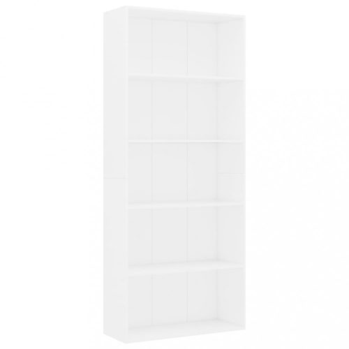 Könyvespolcok, állópolcok, vidaXL 5 szintes fehér szerelt fa könyvszekrény 80 x 30 x 189 cm