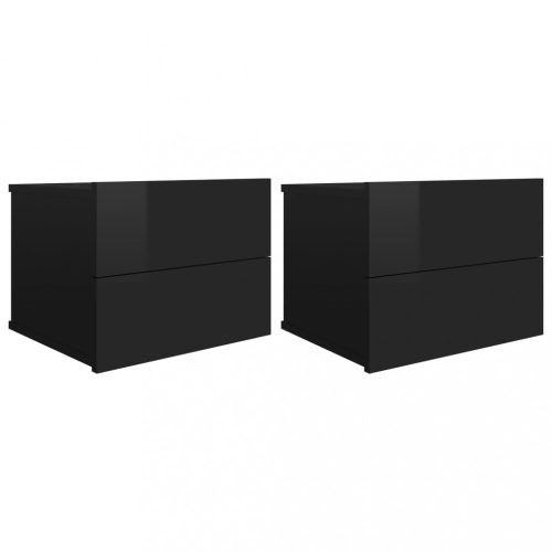 Éjjeliszekrények, vidaXL 2 db magasfényű fekete forgácslap éjjeliszekrény 40x30x30 cm