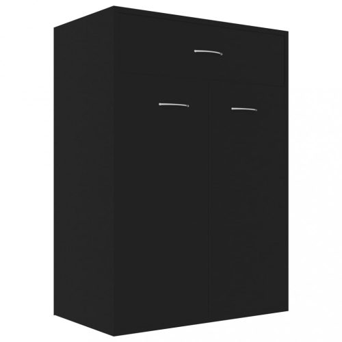 Cipőpolcok és -állványok, vidaXL fekete szerelt fa cipősszekrény 60 x 35 x 84 cm
