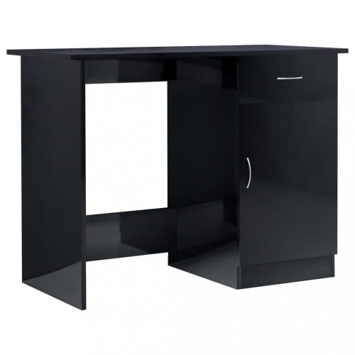 Íróasztalok, vidaXL magasfényű fekete forgácslap íróasztal 100 x 50 x 76 cm