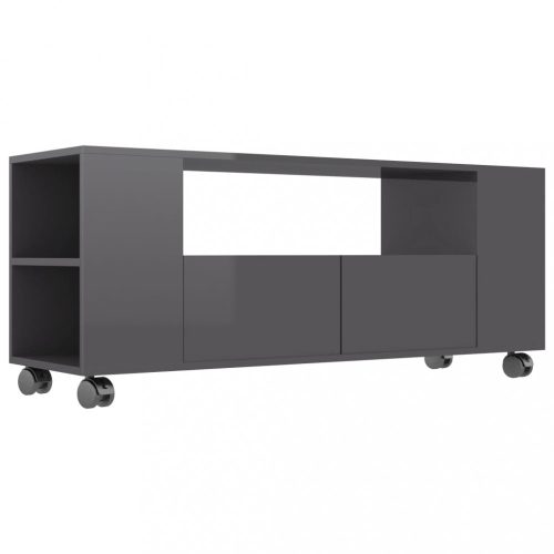Nappali bútorok, vidaXL szürke magasfényű szerelt fa TV-szekrény 120x35x48 cm