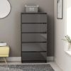 Büfé- és tálalóasztalok, vidaXL magasfényű szürke fiókos forgácslap komód 60 x 35 x 121