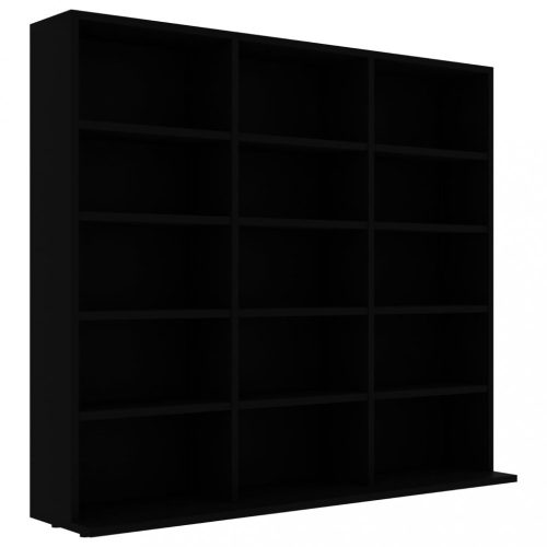 Médiatárolók és szekrények, vidaXL fekete szerelt fa CD-tartó szekrény 100 x 23 x 89,5 cm