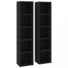 Médiatárolók és szekrények, vidaXL 2 db fekete forgácslap CD-tartó szekrény 21 x 16 x 93,5