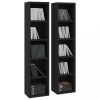 Médiatárolók és szekrények, vidaXL 2 db fekete forgácslap CD-tartó szekrény 21 x 16 x 93,5