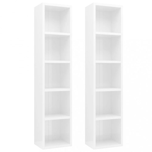 Médiatárolók és szekrények, vidaXL 2 db magasfényű fehér forgácslap CD-szekrény 21 x 16 x