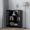 Könyvespolcok, állópolcok, vidaXL fekete szerelt fa vitrinszekrény 82,5 x 30,5 x 115 cm