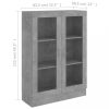 Könyvespolcok, állópolcok, vidaXL betonszürke szerelt fa vitrinszekrény 82,5 x 30,5 x 115 cm