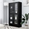 Könyvespolcok, állópolcok, vidaXL fekete szerelt fa vitrinszekrény 82,5 x 30,5 x 150 cm