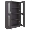 Könyvespolcok, állópolcok, vidaXL szürke forgácslap vitrinszekrény 82,5 x 30,5 x 150 cm
