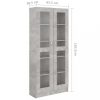 Könyvespolcok, állópolcok, vidaXL betonszürke szerelt fa vitrinszekrény 82,5 x 30,5 x 185,5 cm