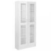 Könyvespolcok, állópolcok, vidaXL magasfényű fehér szerelt fa vitrinszekrény 82,5x30,5x185,5