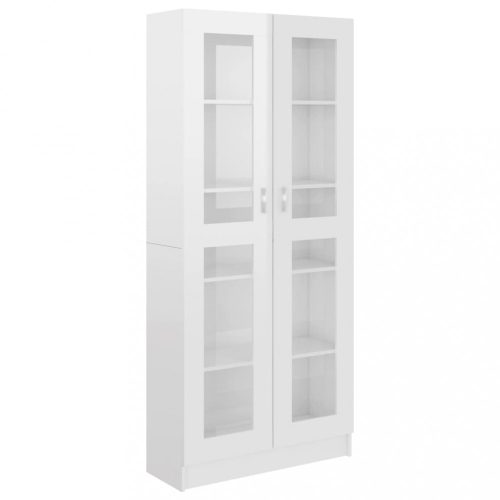 Könyvespolcok, állópolcok, vidaXL magasfényű fehér szerelt fa vitrinszekrény 82,5x30,5x185,5