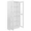 Könyvespolcok, állópolcok, vidaXL magasfényű fehér szerelt fa vitrinszekrény 82,5x30,5x185,5