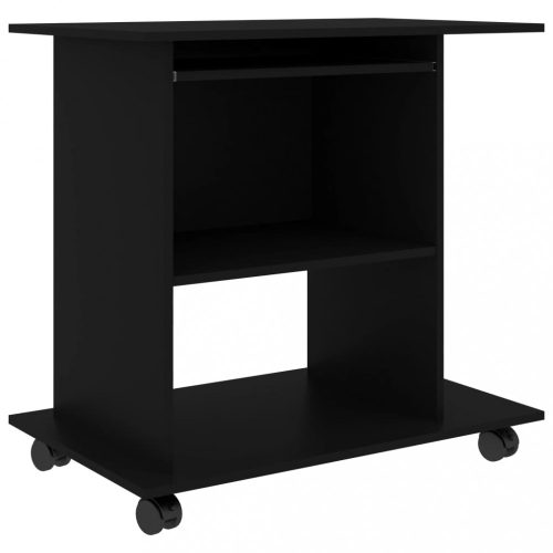 Íróasztalok, vidaXL fekete szerelt fa számítógépasztal 80 x 50 x 75 cm