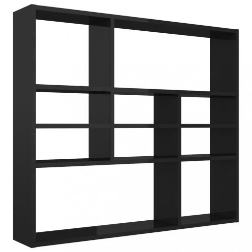 Fali polcok és párkányok, vidaXL magasfényű fekete forgácslap fali polc 90 x 16 x 78 cm