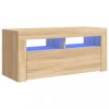 Nappali bútorok, vidaXL sonoma tölgy színű TV-szekrény LED-világítással 90 x 35 x 40 cm