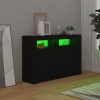 Büfé- és tálalóasztalok, vidaXL fekete tálalószekrény LED-világítással 115,5x30x75 cm