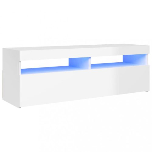 Nappali bútorok, vidaXL magasfényű fehér TV-szekrény LED-lámpákkal 120 x 35 x 40 cm