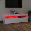 Nappali bútorok, vidaXL magasfényű fehér TV-szekrény LED-lámpákkal 120 x 35 x 40 cm