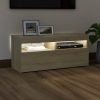 Nappali bútorok, vidaXL sonoma tölgy színű TV-szekrény LED-világítással 90 x 35 x 40 cm