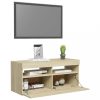 Nappali bútorok, vidaXL sonoma tölgy színű TV-szekrény LED-világítással 90 x 35 x 40 cm