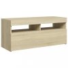 Nappali bútorok, vidaXL sonoma tölgy színű TV-szekrény LED-világítással 90 x 35 x 40 cm