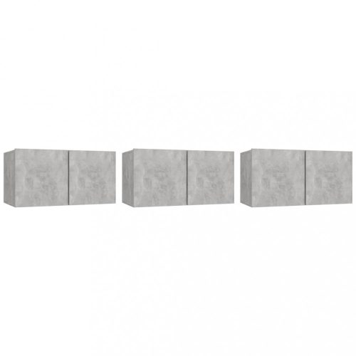 Nappali bútorok, vidaXL 3 db betonszürke függő TV-szekrény 60 x 30 x 30 cm
