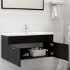 Fürdőszobai bútorszettek, vidaXL fekete szerelt fa mosdószekrény 100 x 38,5 x 46 cm