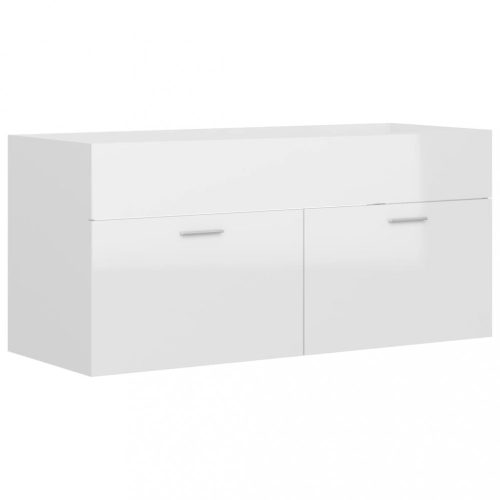 Fürdőszobai bútorszettek, vidaXL magasfényű fehér szerelt fa mosdószekrény 100 x 38,5 x 46