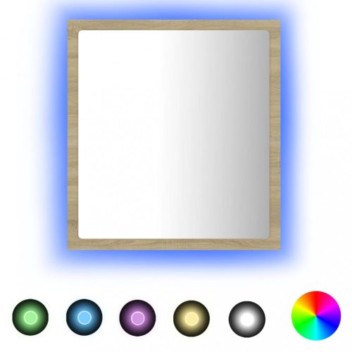 Fürdőszobai pipereasztalok, vidaXL sonoma tölgy akril LED-es fürdőszobai tükör 40x8,5x37 cm
