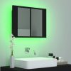 Fürdőszobai pipereasztalok, vidaXL fekete akril LED-es fürdőszobaszekrény tükörrel 60x12x45