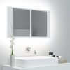 Fürdőszobai pipereasztalok, vidaXL fehér akril LED-es fürdőszobaszekrény tükörrel 80x12x45