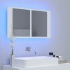 Fürdőszobai pipereasztalok, vidaXL fehér akril LED-es fürdőszobaszekrény tükörrel 80x12x45