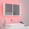 Fürdőszobai pipereasztalok, vidaXL fehér akril LED-es fürdőszobaszekrény tükörrel 80x12x45