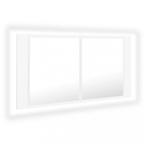 Fürdőszobai pipereasztalok, vidaXL fehér akril LED-es fürdőszobaszekrény tükörrel 90x12x45