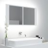 Fürdőszobai pipereasztalok, vidaXL fehér akril LED-es fürdőszobaszekrény tükörrel 90x12x45