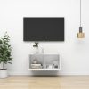 Nappali bútorok, vidaXL magasfényű fehér szerelt fa fali TV-szekrény 37 x 37 x 72 cm