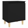 Éjjeliszekrények, vidaXL 2 db fekete éjjeliszekrény tömör fa lábakkal 40 x 30 x 50 cm