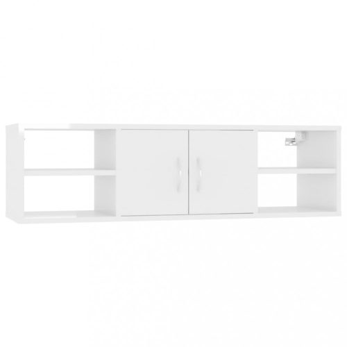 Fali polcok és párkányok, vidaXL magasfényű fehér szerelt fa fali polc 102 x 30 x 29 cm