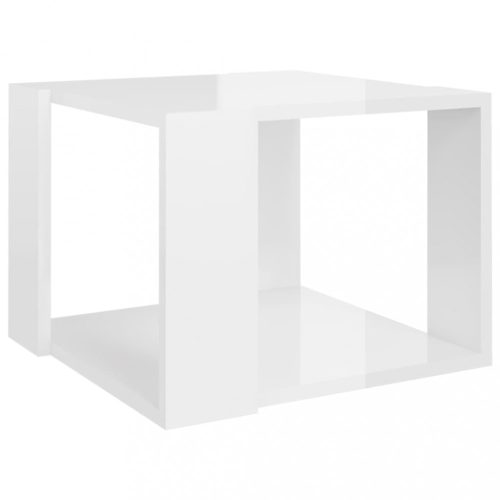 Dohányzóasztalok, vidaXL magasfényű fehér szerelt fa dohányzóasztal 40 x 40 x 30 cm