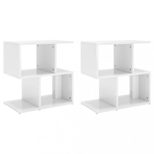 Éjjeliszekrények, vidaXL 2 db magasfényű fehér szerelt fa éjjeliszekrény 50x30x51,5cm
