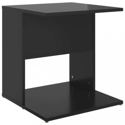Kisasztalok, vidaXL magasfényű fekete szerelt fa kisasztal 45 x 45 x 48 cm
