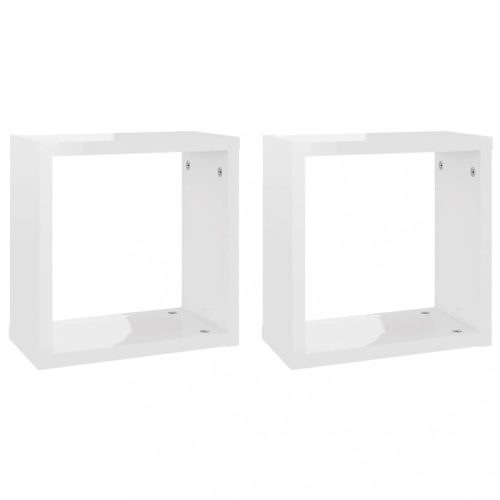 Fali polcok és párkányok, vidaXL 2 db magasfényű fehér fali kockapolc 30 x 15 x 30 cm
