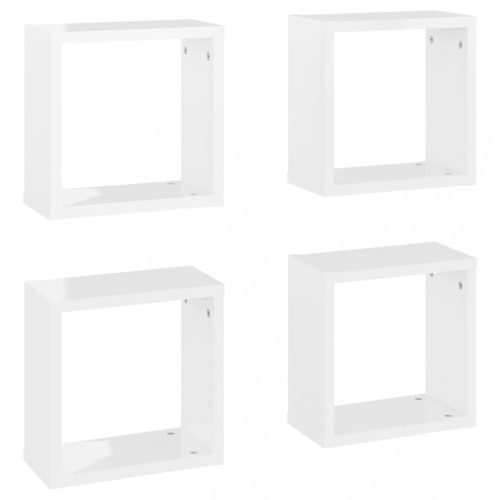 Fali polcok és párkányok, vidaXL 4 db magasfényű fehér fali kockapolc 30 x 15 x 30 cm