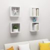 Fali polcok és párkányok, vidaXL 4 db magasfényű fehér fali kockapolc 30 x 15 x 30 cm