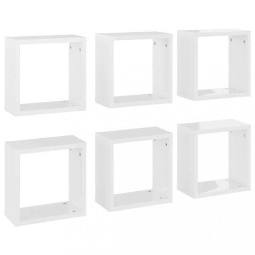 Fali polcok és párkányok, vidaXL 6 db magasfényű fehér fali kockapolc 30 x 15 x 30 cm