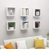 Fali polcok és párkányok, vidaXL 6 db magasfényű fehér fali kockapolc 30 x 15 x 30 cm