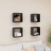 Fali polcok és párkányok, vidaXL 4 db magasfényű fekete fali kockapolc 26 x 15 x 26 cm