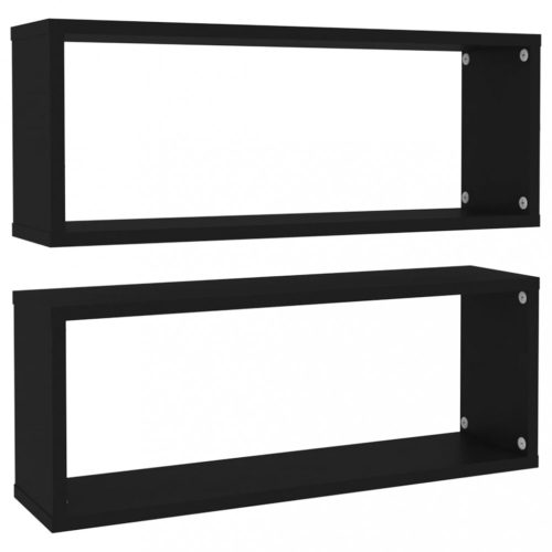 Fali polcok és párkányok, vidaXL 2 db fekete szerelt fa négyszögű fali polc 60 x 15 x 23 cm
